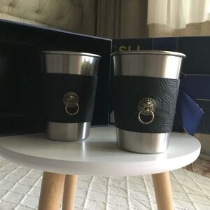 NEW Set of 2 Silver Stainless Steel Cups, 12 oz.